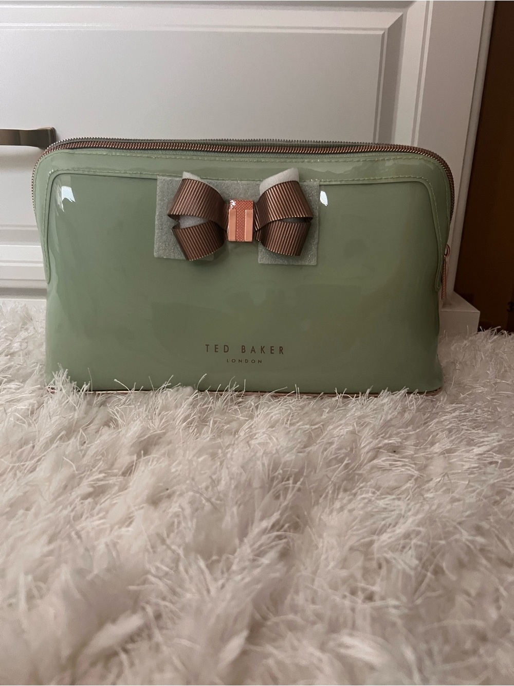 Ted Baker Mint Green Glossy Cosmetic Case with Bow